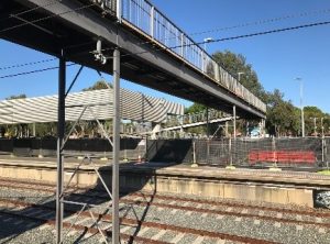 Demolition of footbridge over rail at East Perth Train Station by Focus Demolition.